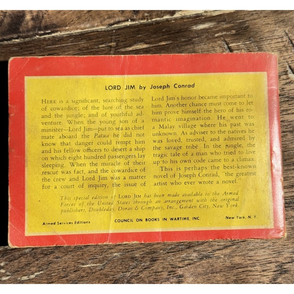 "LORD JIM" by Joseph Conrad - Armed Services Edition 1920 - A-26 - VERY RARE - Picture 2 of 4